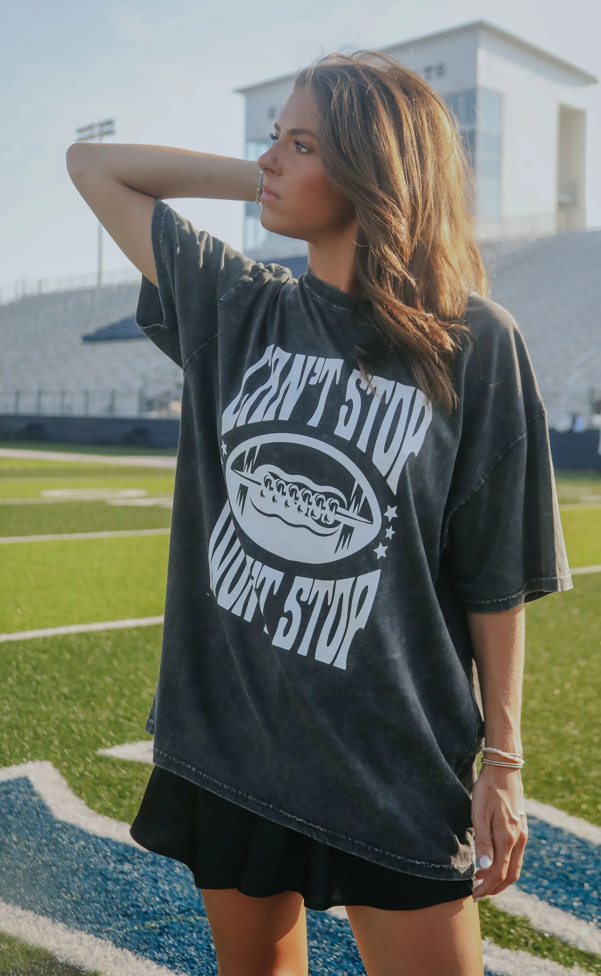 friday   saturday: football can't stop won't stop band tee