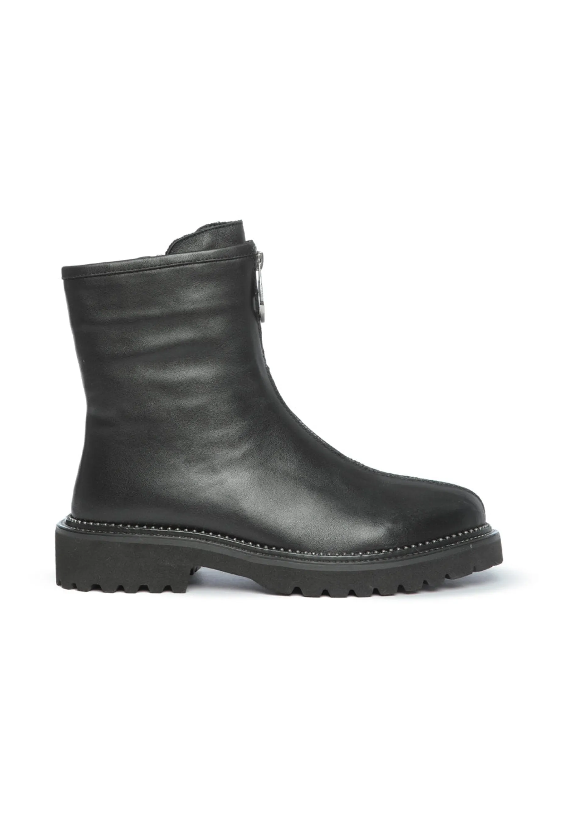 Front-Zip Ankle Boots - Black