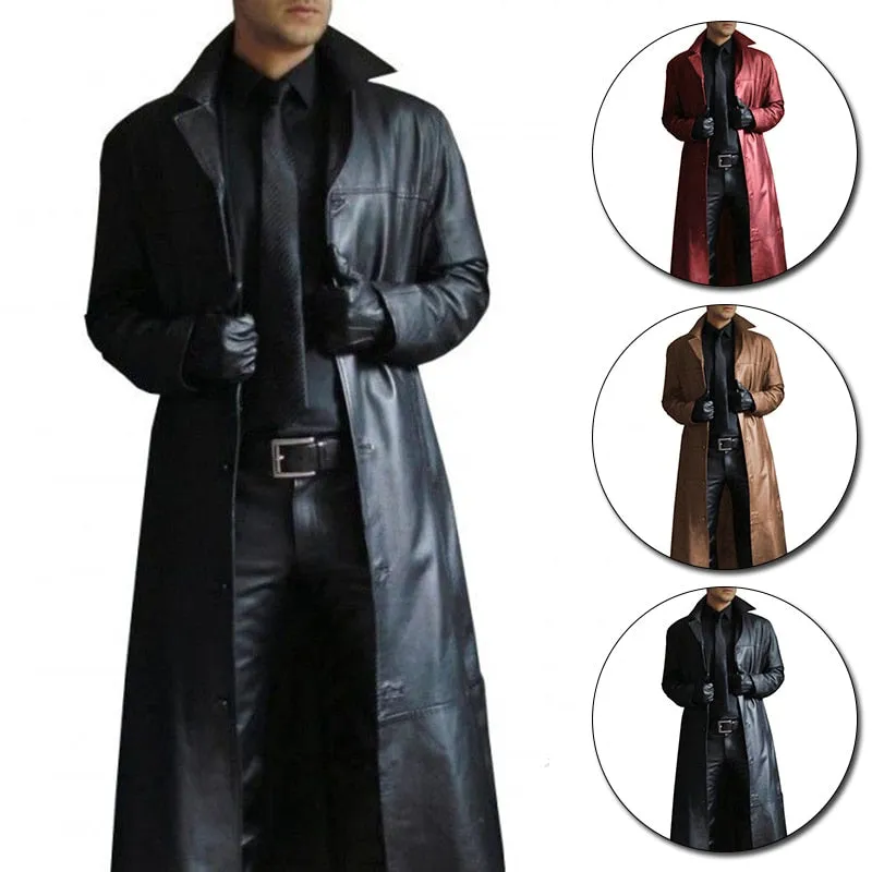 Funki Buys | Jackets | Men's Long Faux Leather Trench Coats