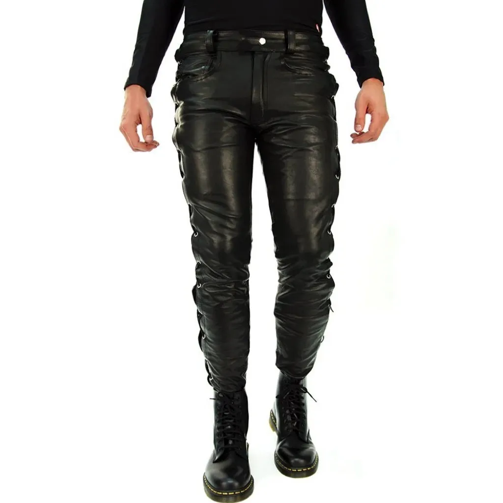 Funki Buys | Pants | Men's Faux Leather Side Laced Pants