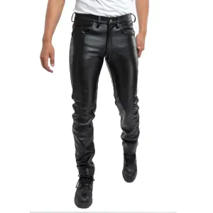 Funki Buys | Pants | Men's Faux Leather Slim Fit Biker Pants