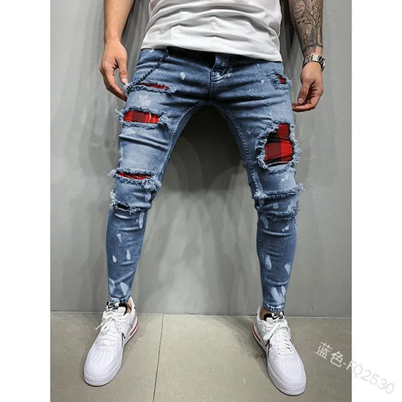 Funki Buys | Pants | Men's Skinny Buckle Strap Zipper Jeans