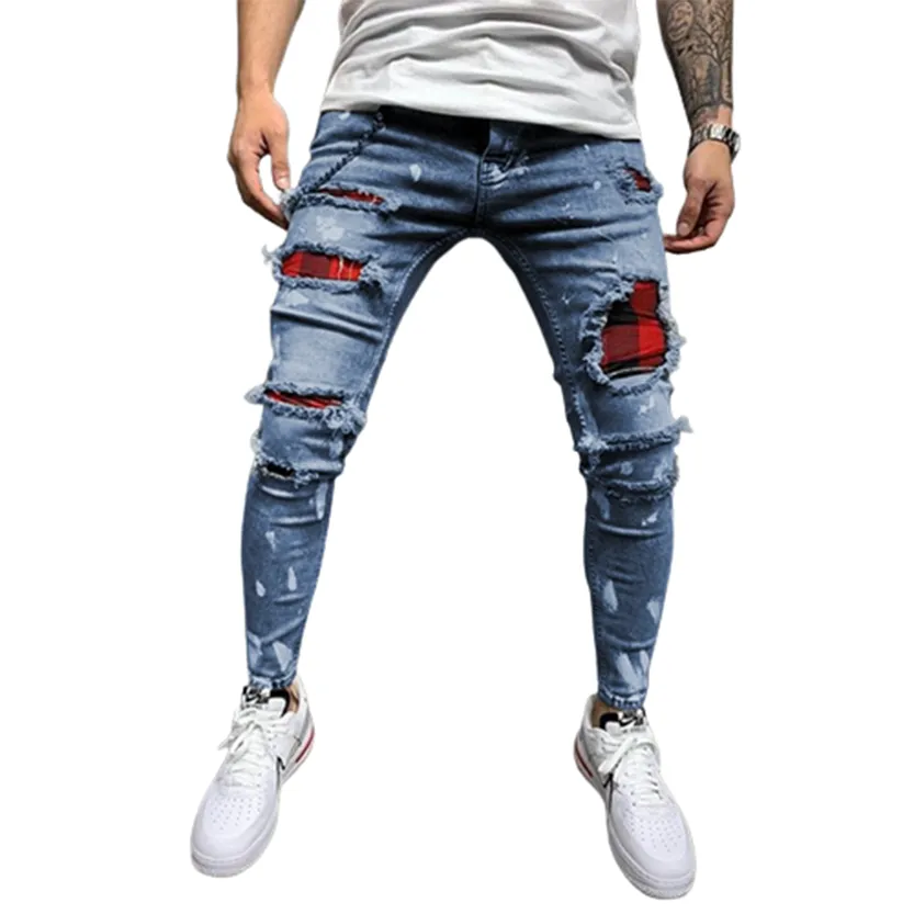 Funki Buys | Pants | Men's Skinny Buckle Strap Zipper Jeans