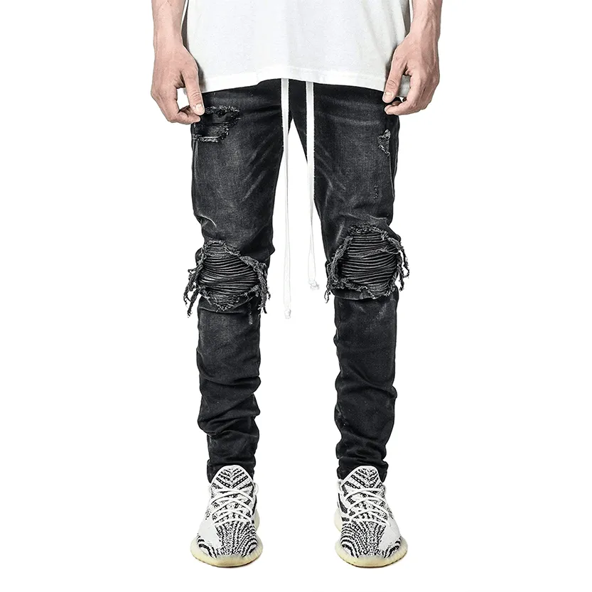 Funki Buys | Pants | Men's Skinny Buckle Strap Zipper Jeans