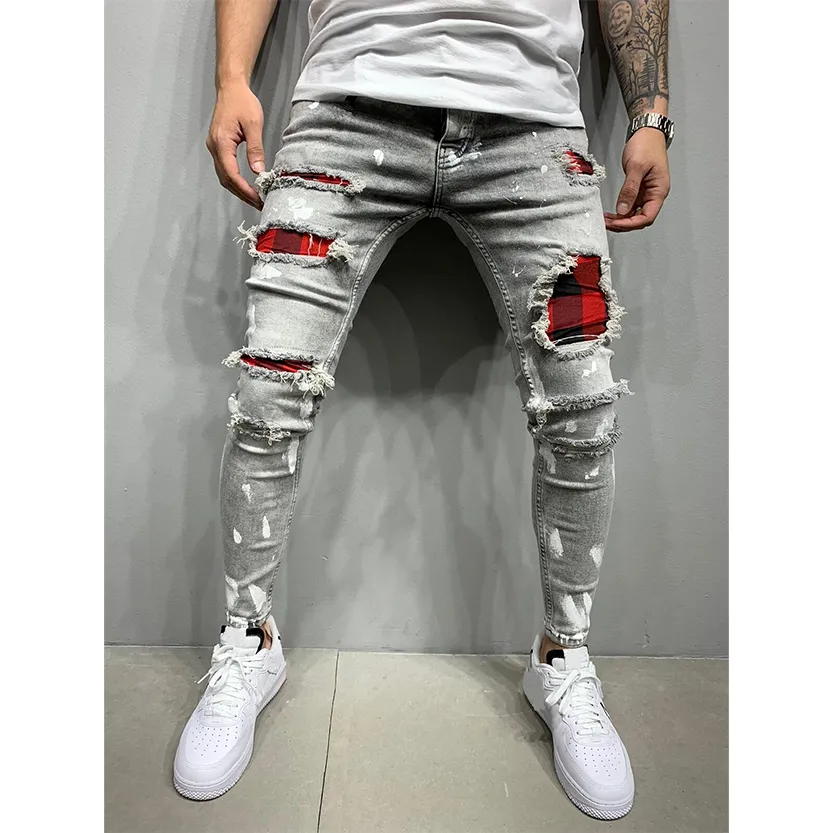 Funki Buys | Pants | Men's Skinny Buckle Strap Zipper Jeans