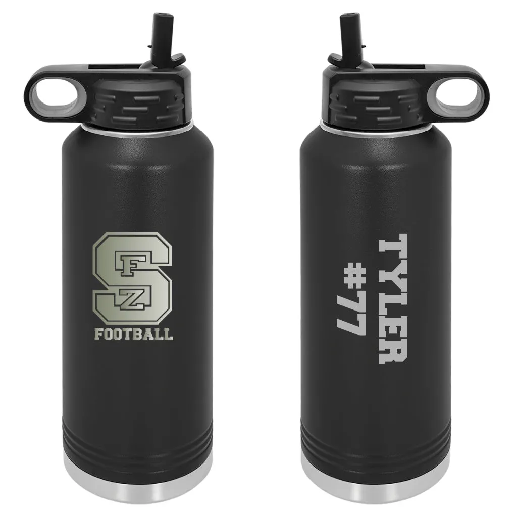 FZS Jr Bulldogs Football Stainless Etched Water Bottles