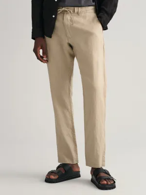 Gant Men Smart Mid-Rise Smart Loose Fit Linen Trousers