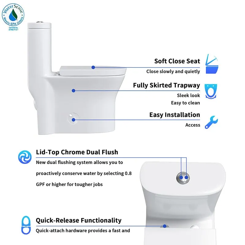 Giving Tree One-Piece Elongated Toilet Silent Siphon Jet Double Flushing with Bidet Sprayer