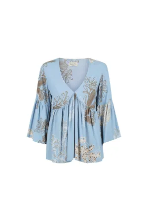 Goldie Top - Australis Print Dusk Blue