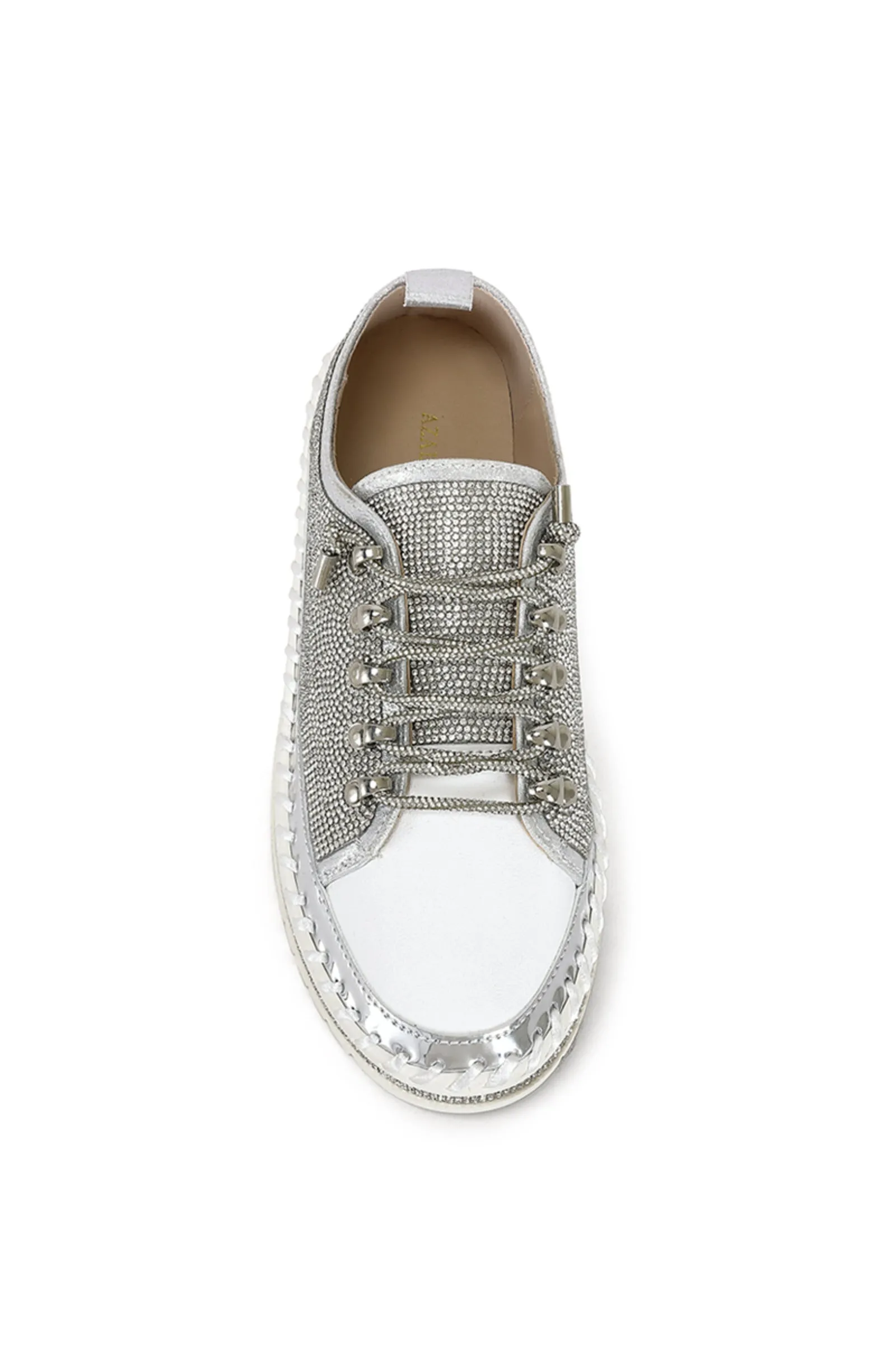 GRACELYNN-SILVER CRYSTAL LACE UP SNEAKER