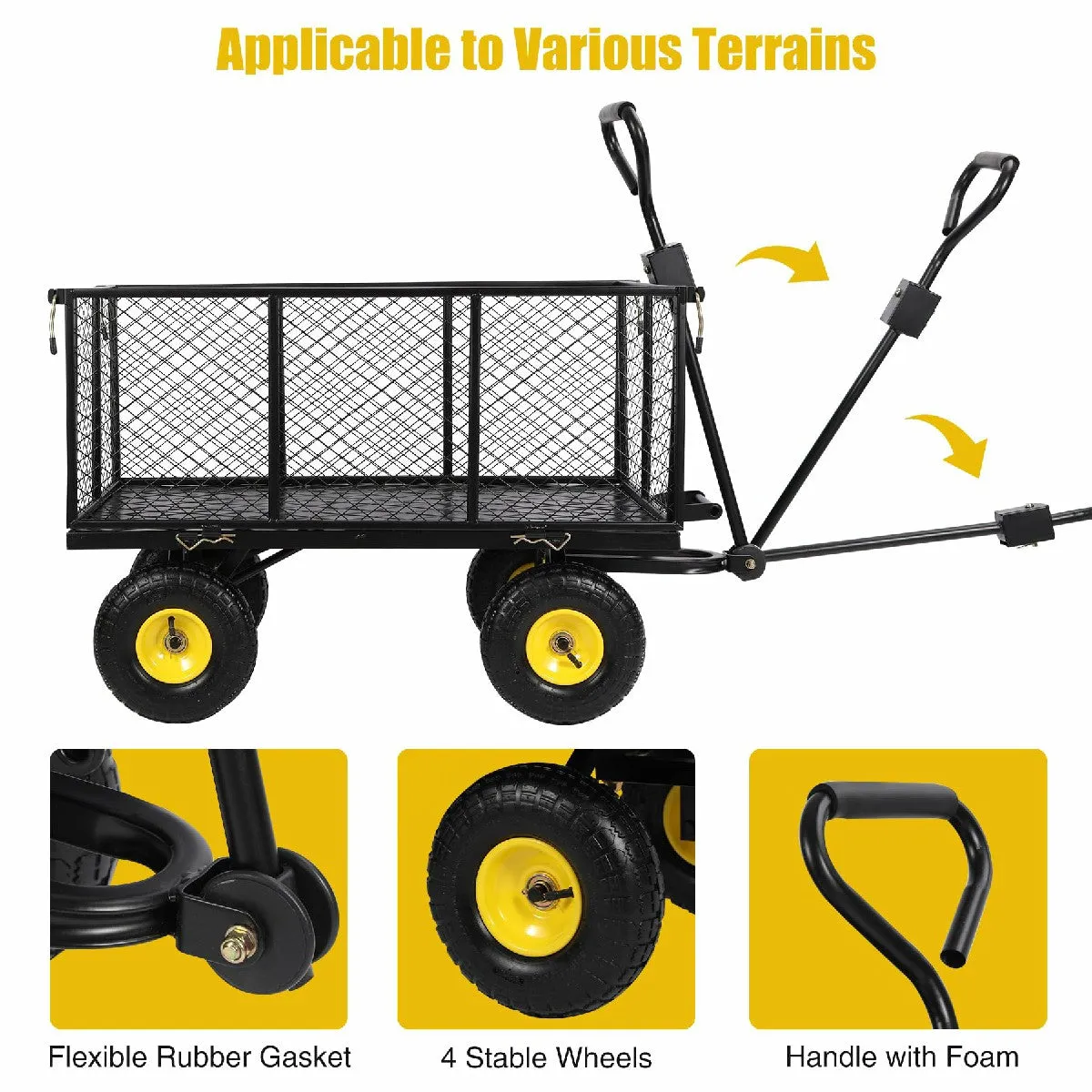 Heavy Duty 800lbs Steel Garden Cart