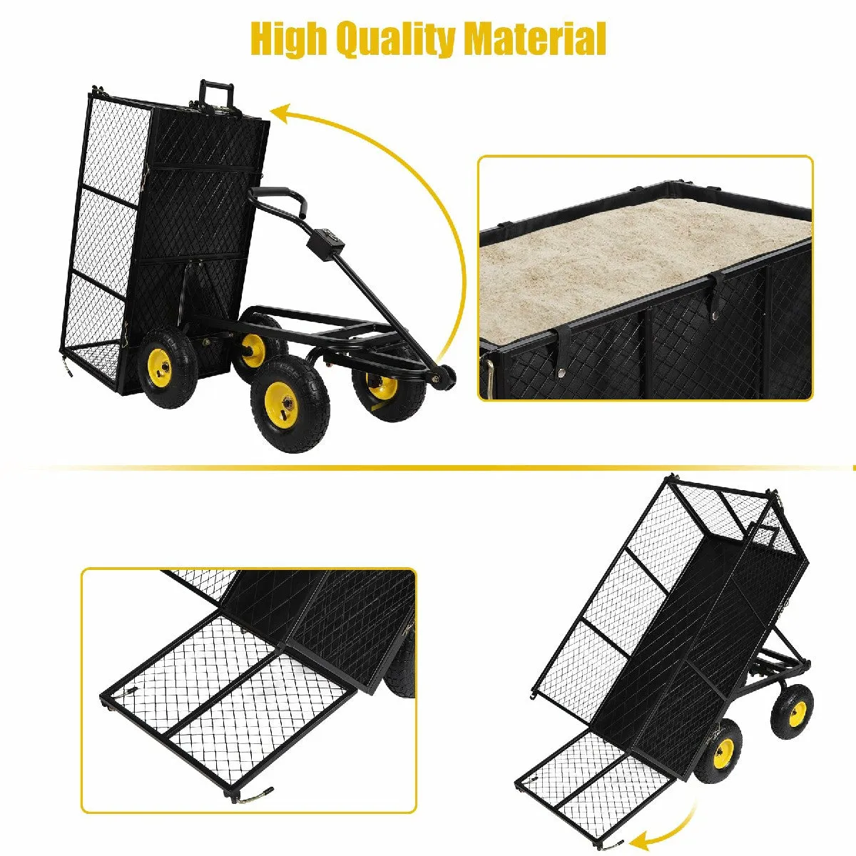 Heavy Duty 800lbs Steel Garden Cart