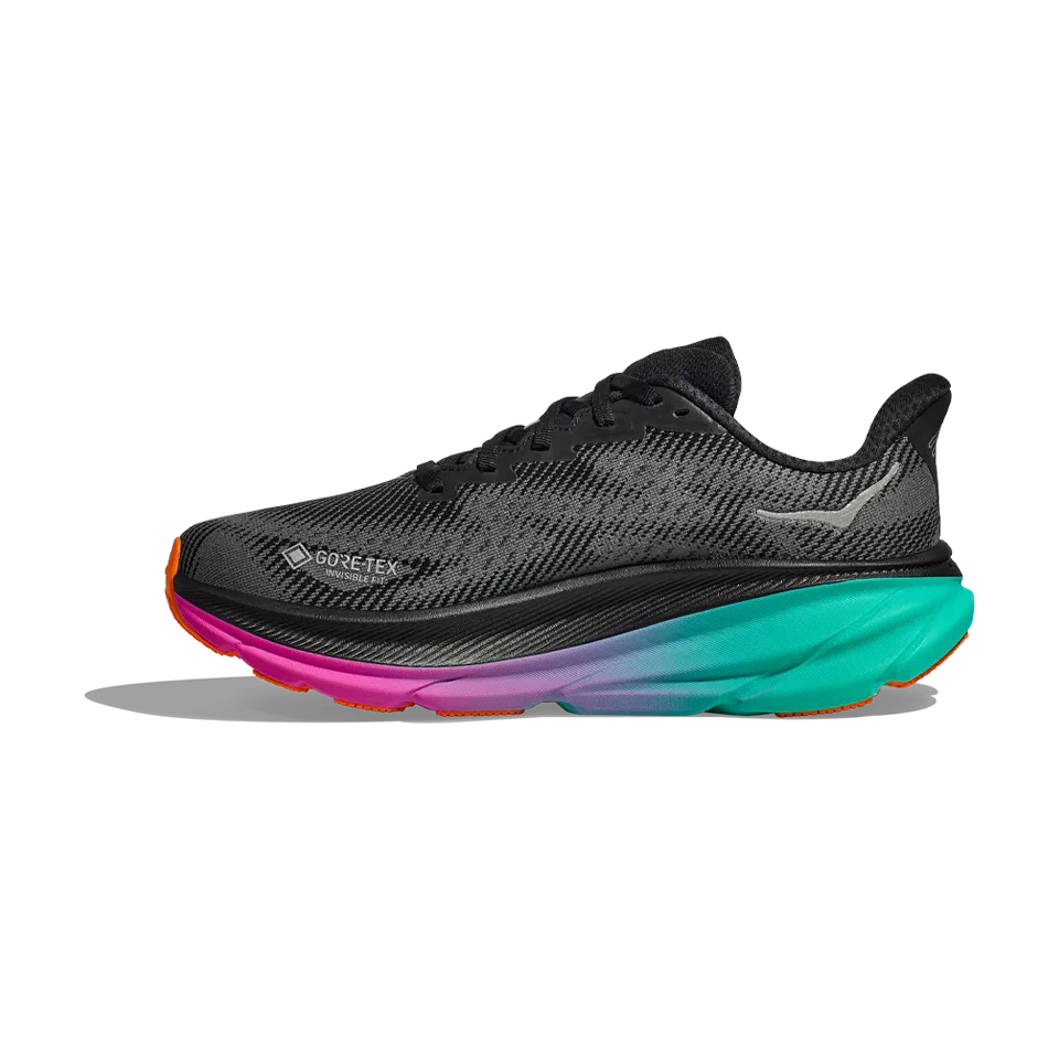 HOKA Women's Clifton 9 GTX Black/Electric Aqua