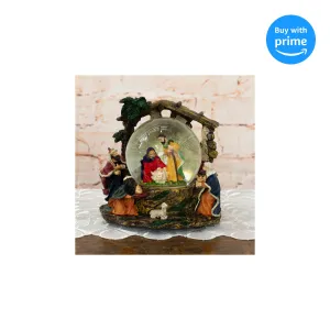 Holy Family Nativity Musical 100MM Water Globe Plays Tune Silent Night