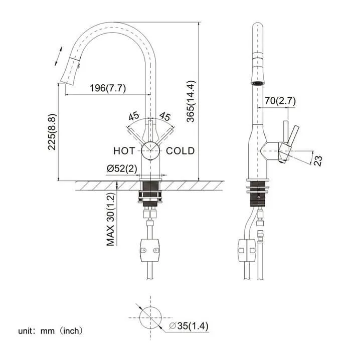 HOMELODY 2 functions 360 ° Swivel Pull-out Kitchen Faucet