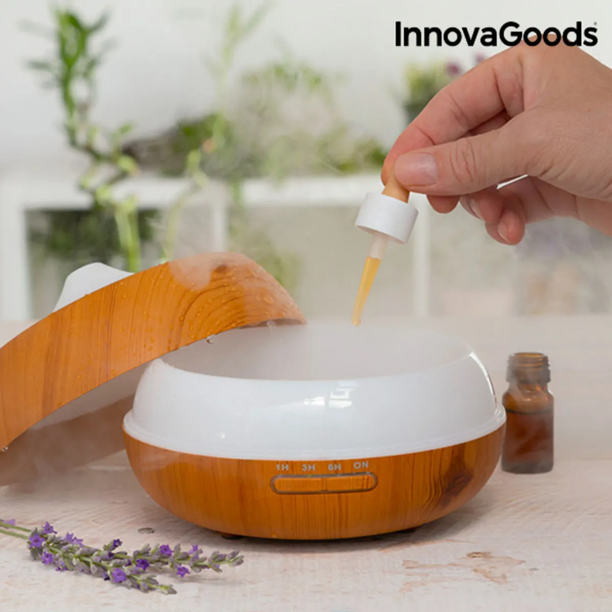 InnovaGoods Wooden-Effect Aromatherapy Humidifier