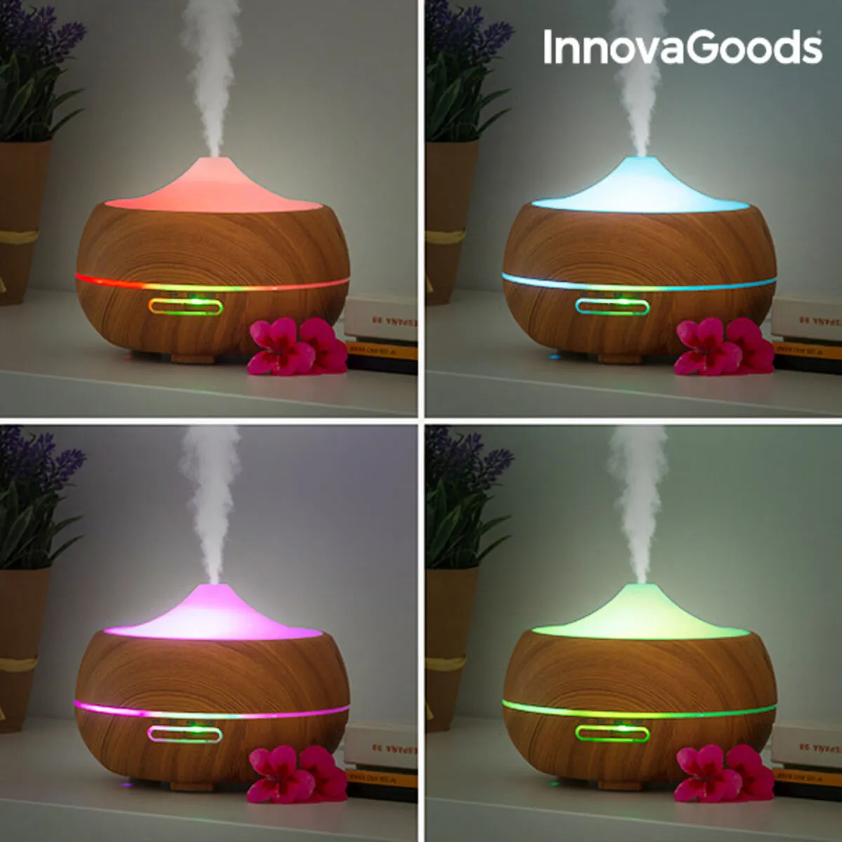 InnovaGoods Wooden-Effect Aromatherapy Humidifier