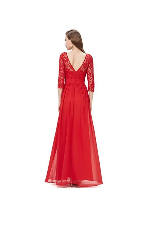 Lace Long Sleeve Floor Length Evening Dress Prom Dress PG271