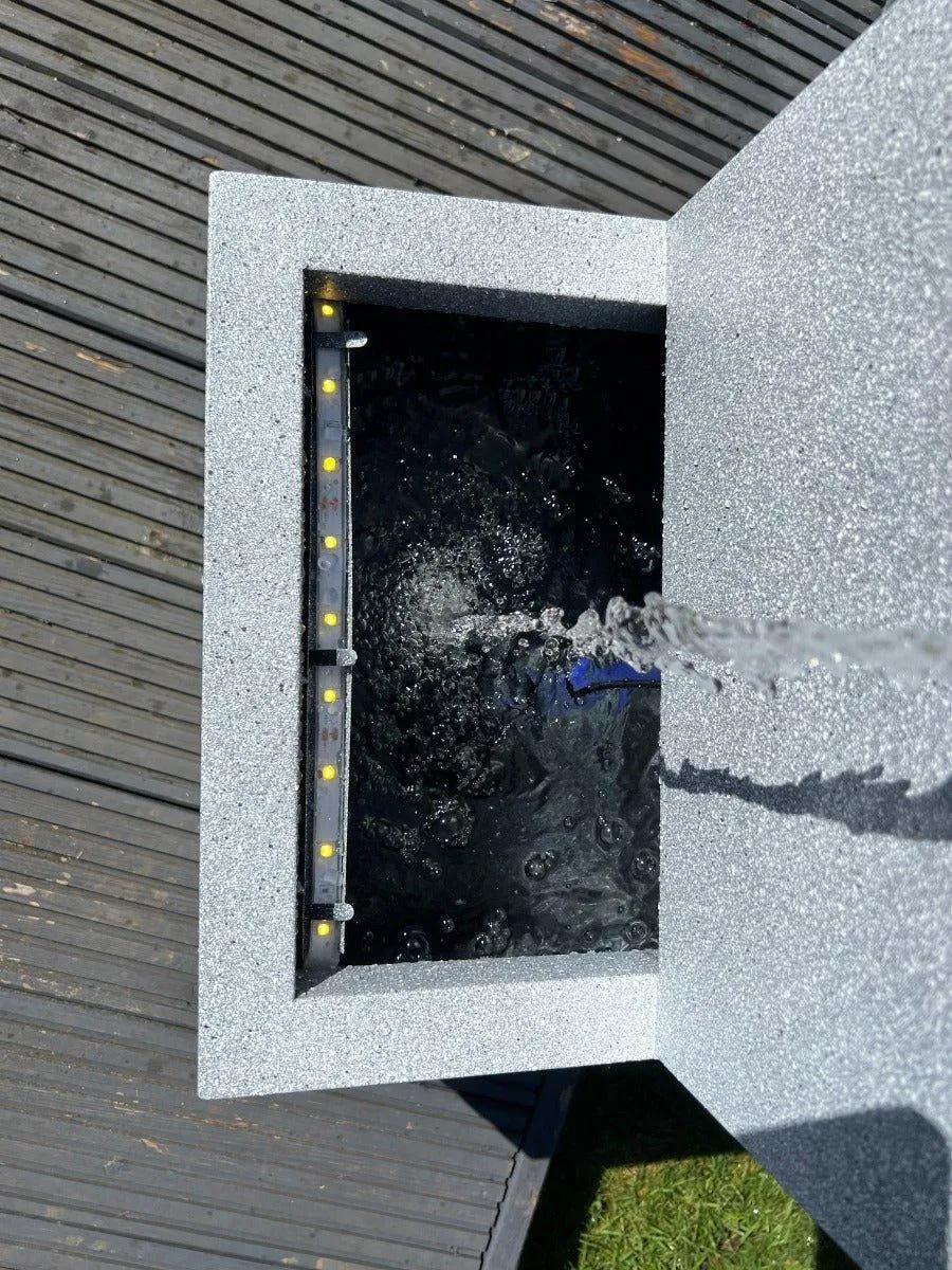 Large Wall Blade Shower Water Feature with LED Lights - Solar Powered 36.5x27x96cm