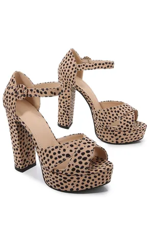 Leopard Print Platform Heeled Sandals Chunky Pump Wedding Party Bridal Dress Shoes