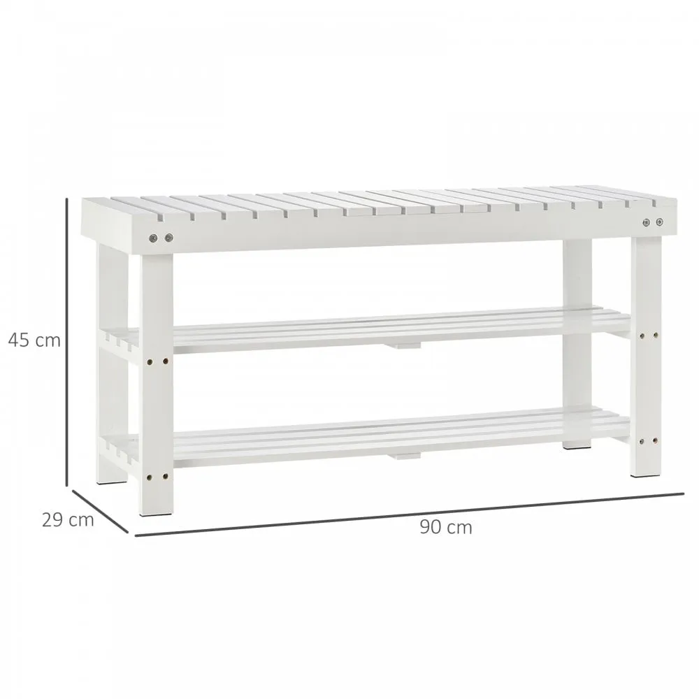 MDF Hidden Storage Slatted Shoe Rack White