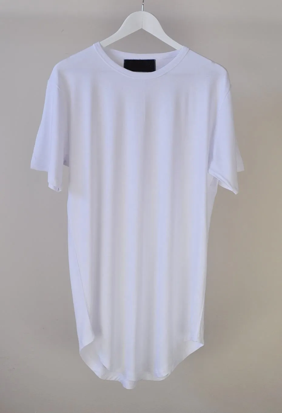 Men Overlong Extended Essential Short Sleeve Long Tee