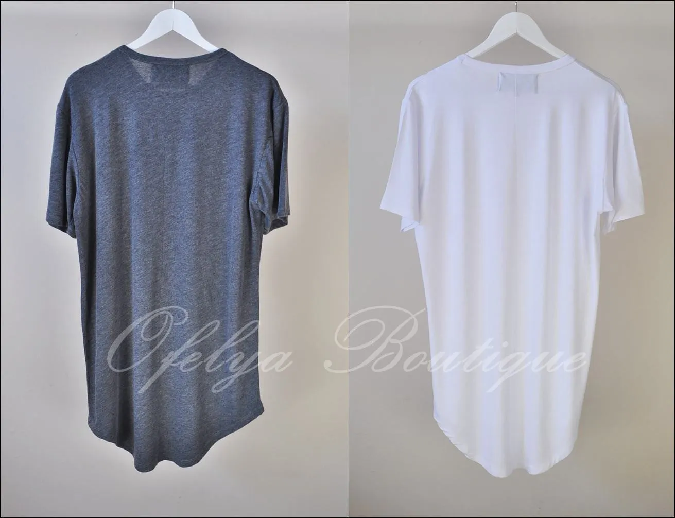 Men Overlong Extended Essential Short Sleeve Long Tee