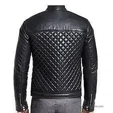 Men’s Black Slim fit Biker Vintage Motorcycle Quilted Genuine Leather Jacket