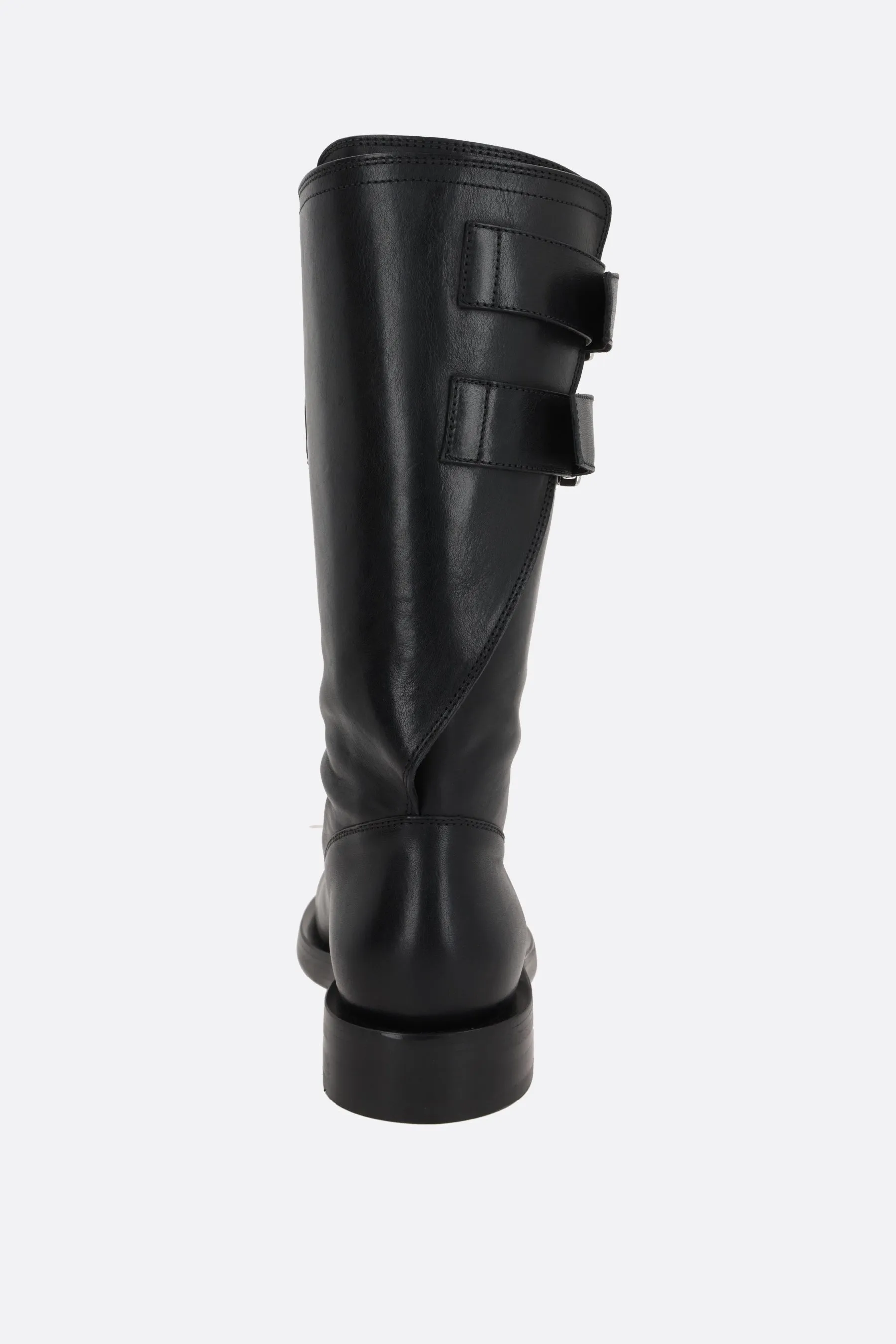 Milan smooth leather biker boots