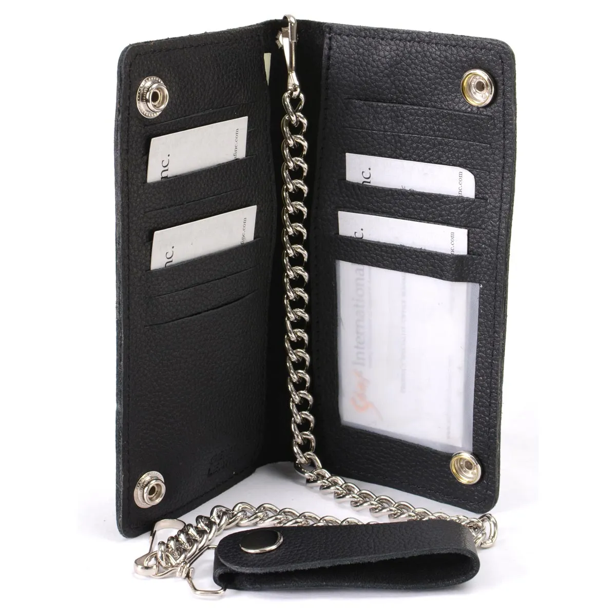 Milwaukee Leather MLW7870 Men's 7" Black Premium Leather Bi-Fold