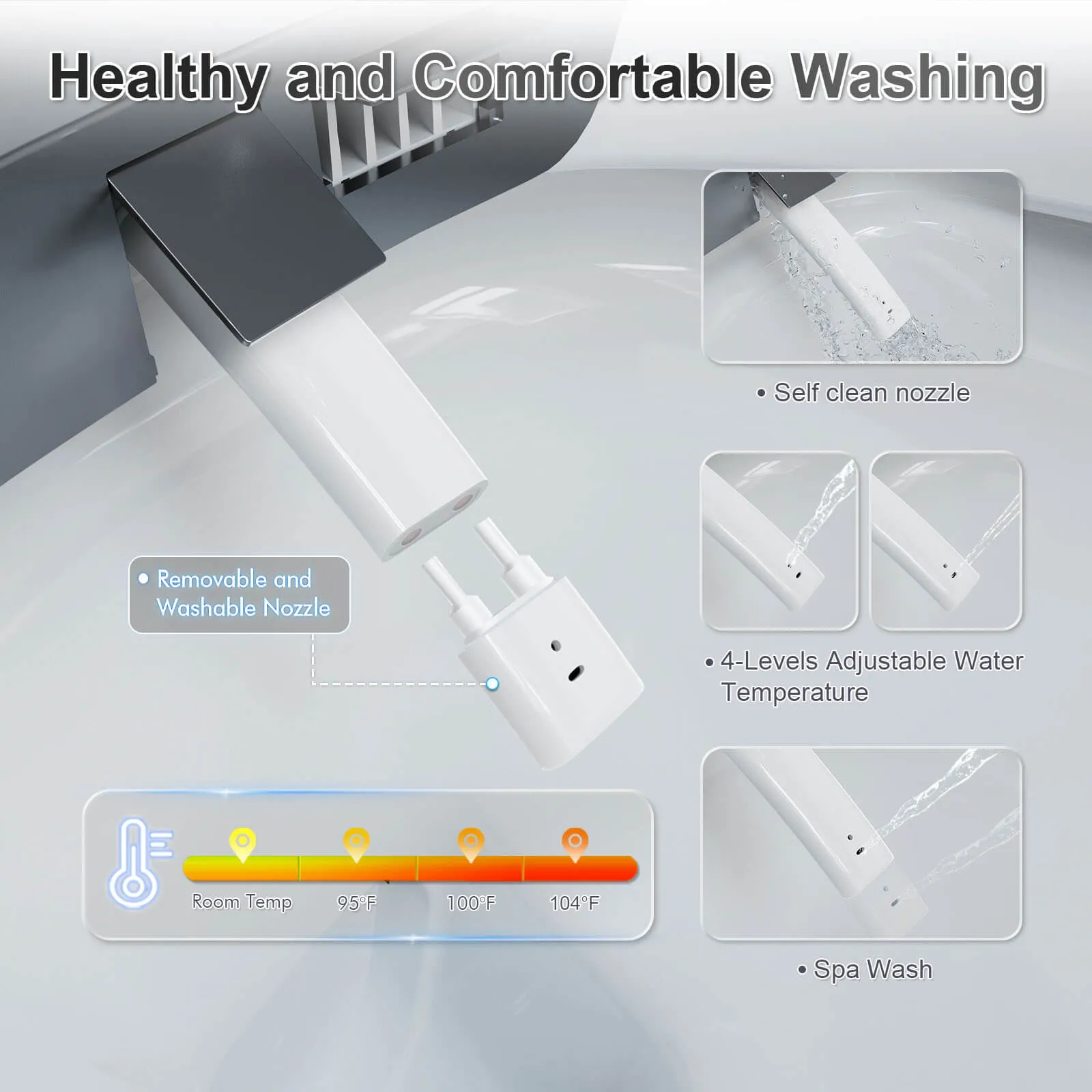 Modern Silent Flushing Smart Bidet Toilet with Built-in Water Tank, LED Light, Remote Control