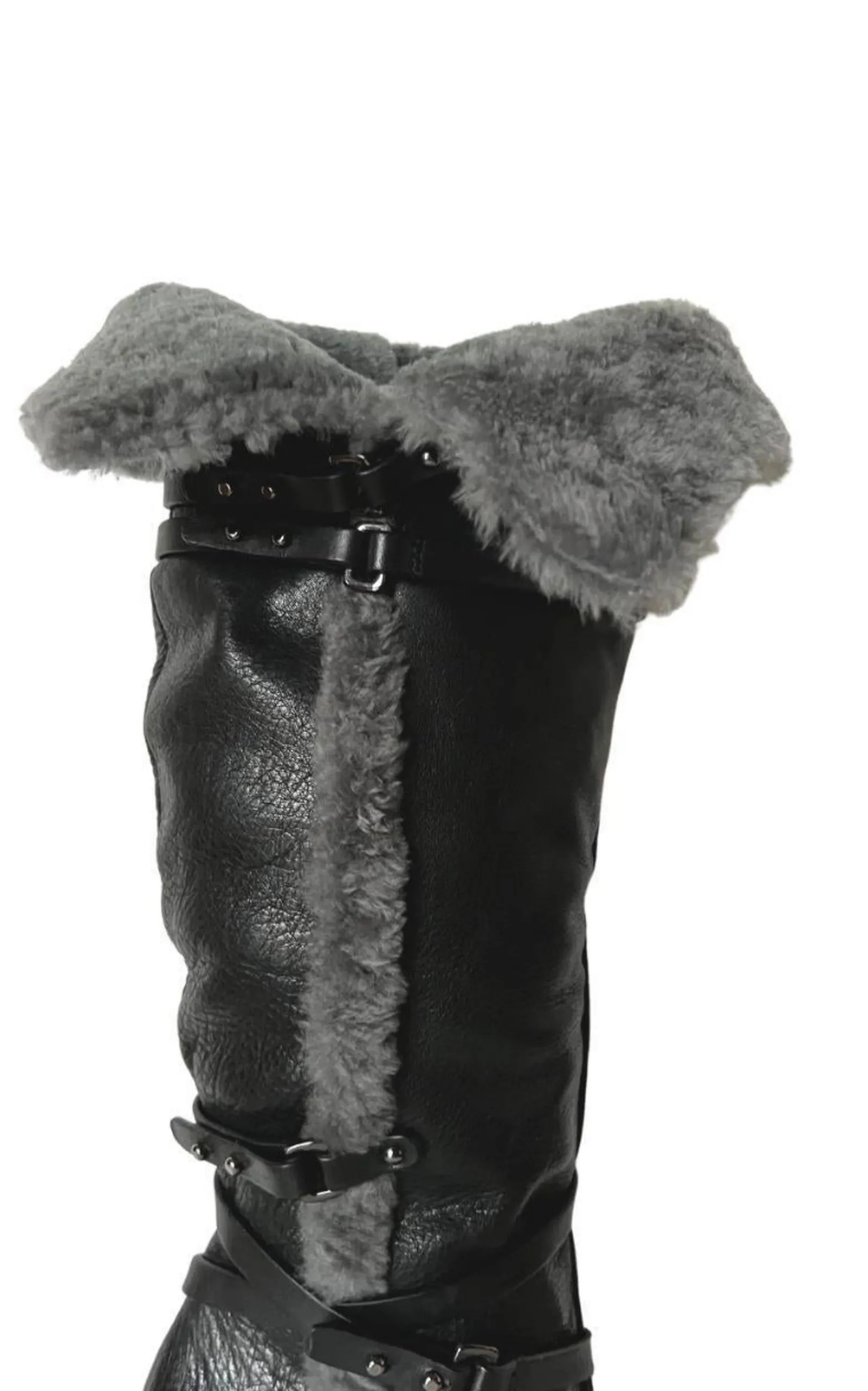 Molly Black Leather Boots with Shearling Lining