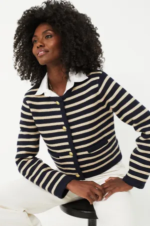 Navy & Tan Stripe Annie Structured Cardigan