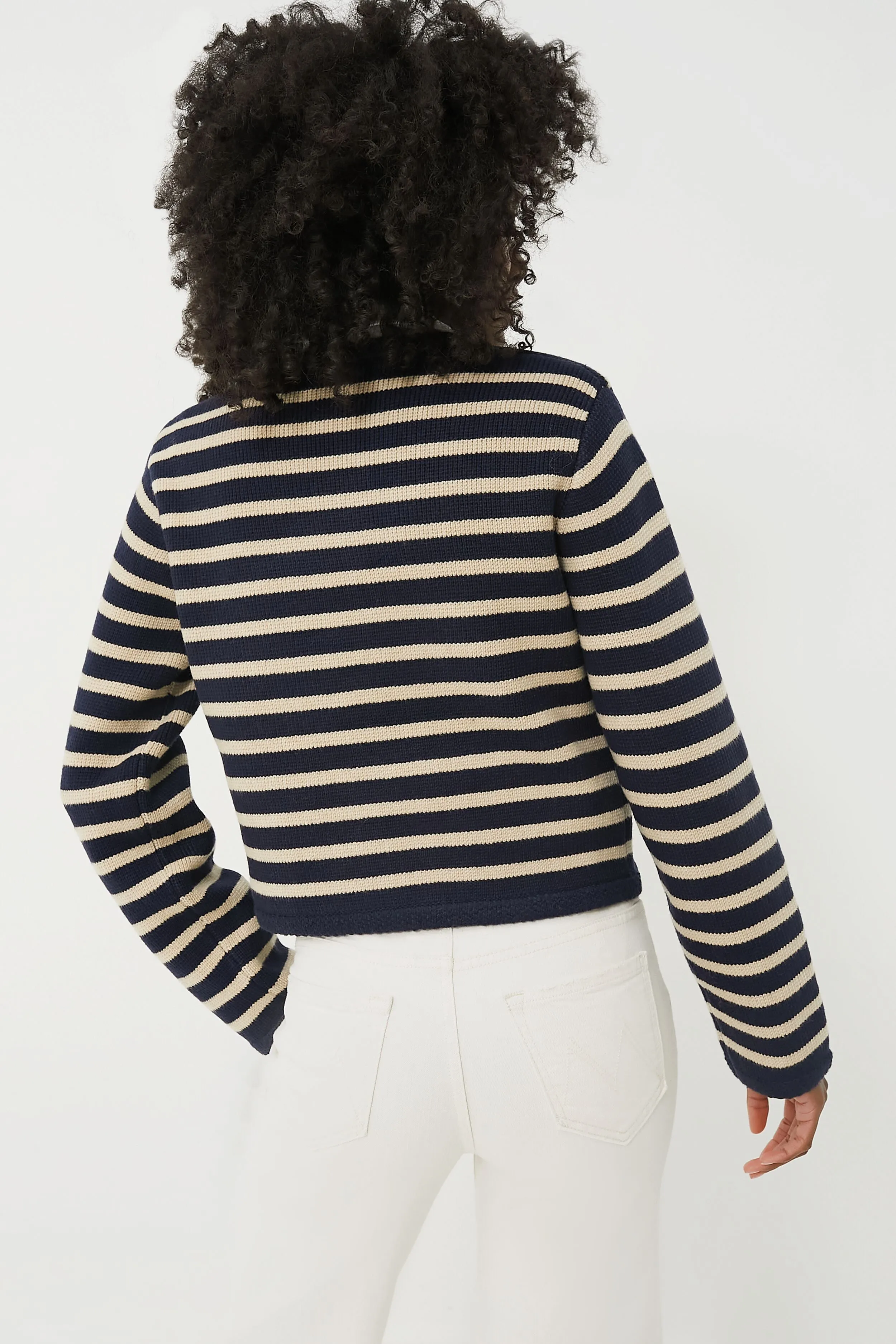 Navy & Tan Stripe Annie Structured Cardigan