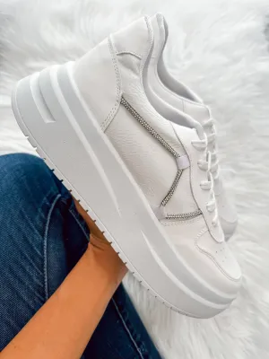 New Boston Shiny White Sneakers