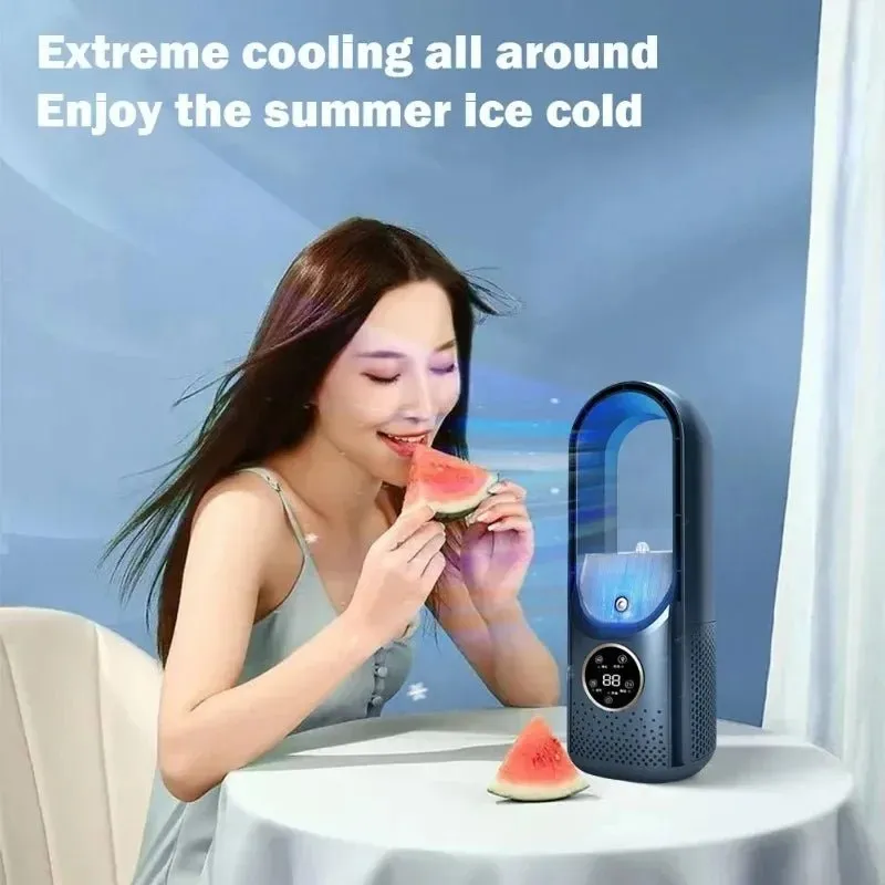 New Portable Mini Air Conditioning USB Air Cooler Vaneless Electric Fan 6-Speed Silent Timed Air Conditioning Cooling Fan Humidi