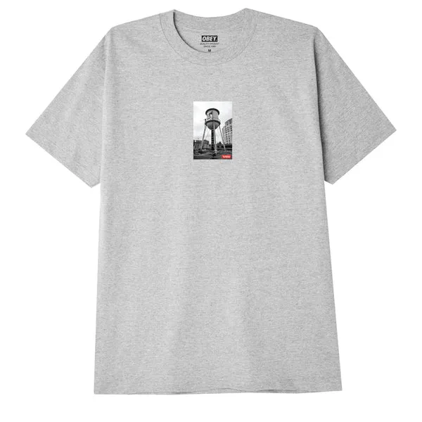 Obey Water Tower Photo T-Shirt - Heather Grey