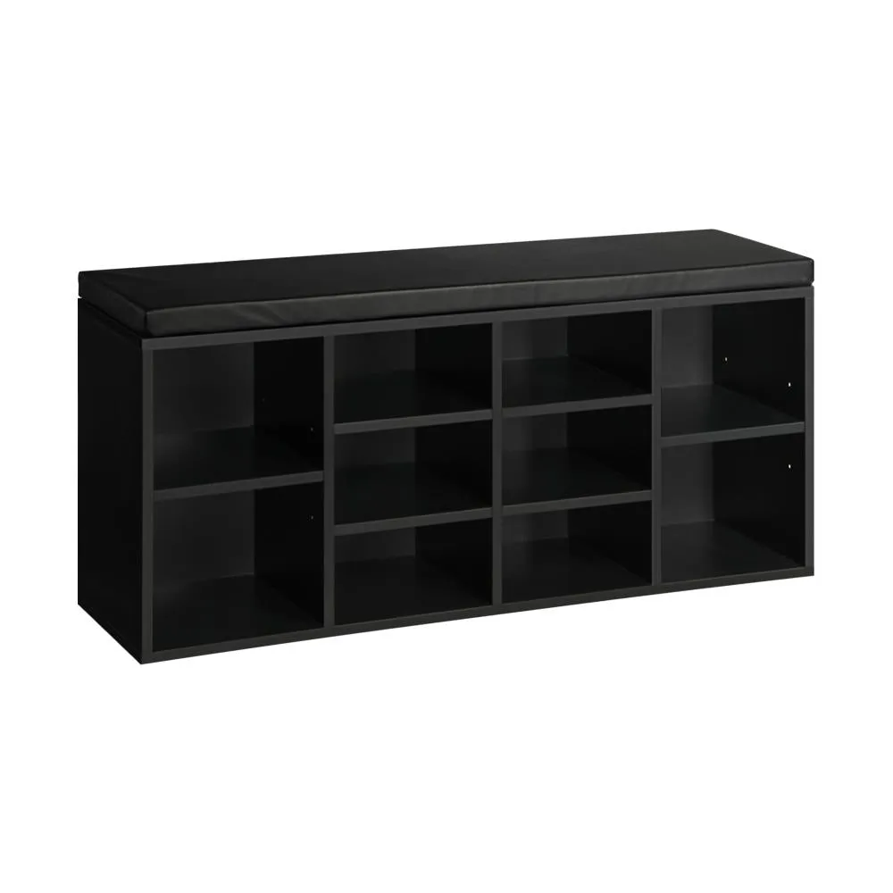 Oikiture Shoe Bench 105cm Shoe Storage Cabinet Orgaiser Rack Storage Shelf Black