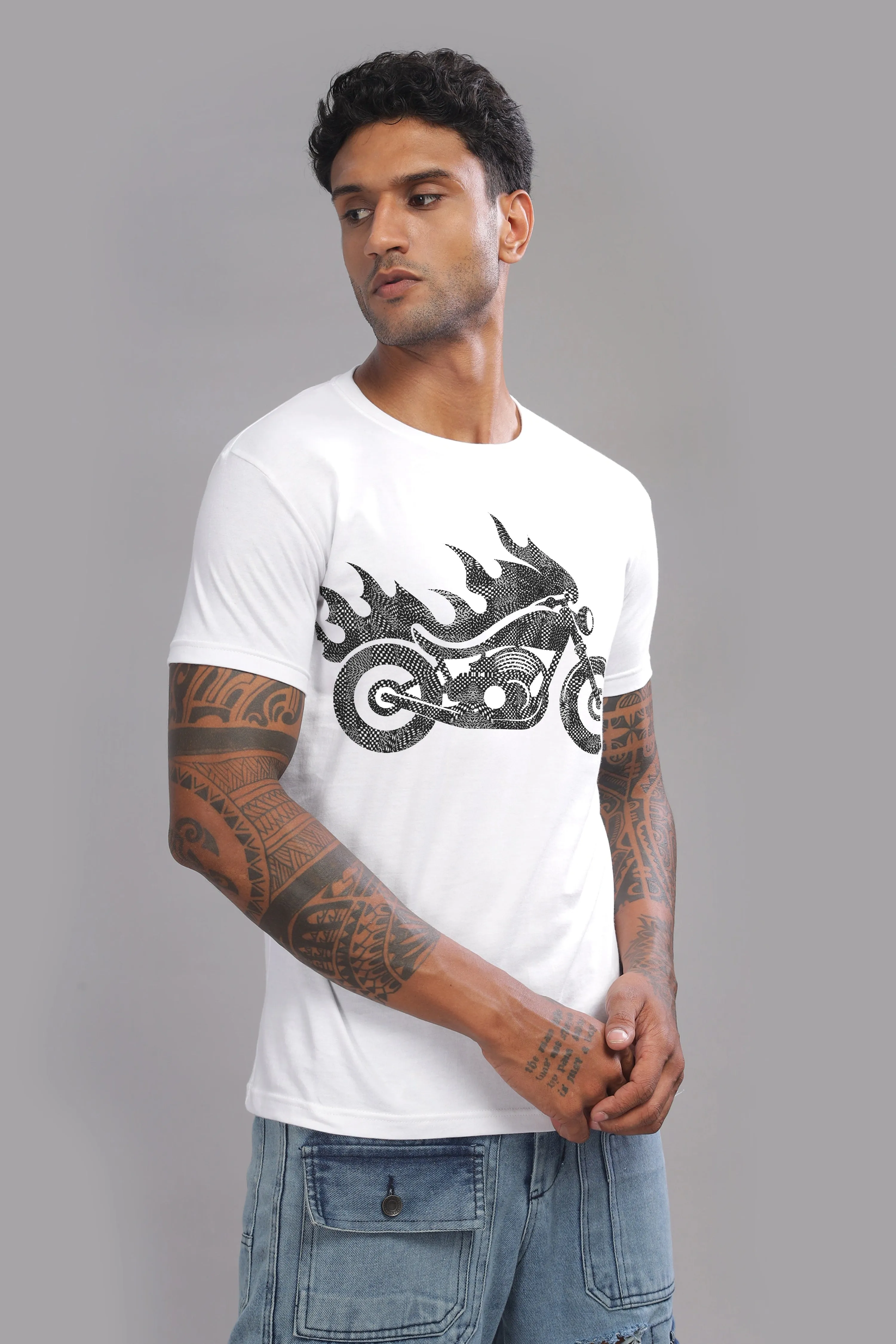 Old Soul Biker - 100% Cotton Crewneck Half Sleeve Unisex T-Shirt