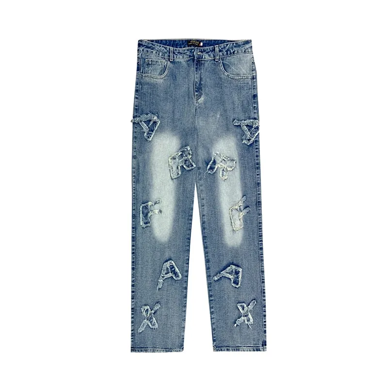 Patchwork Alphabet Retro Loose Jeans