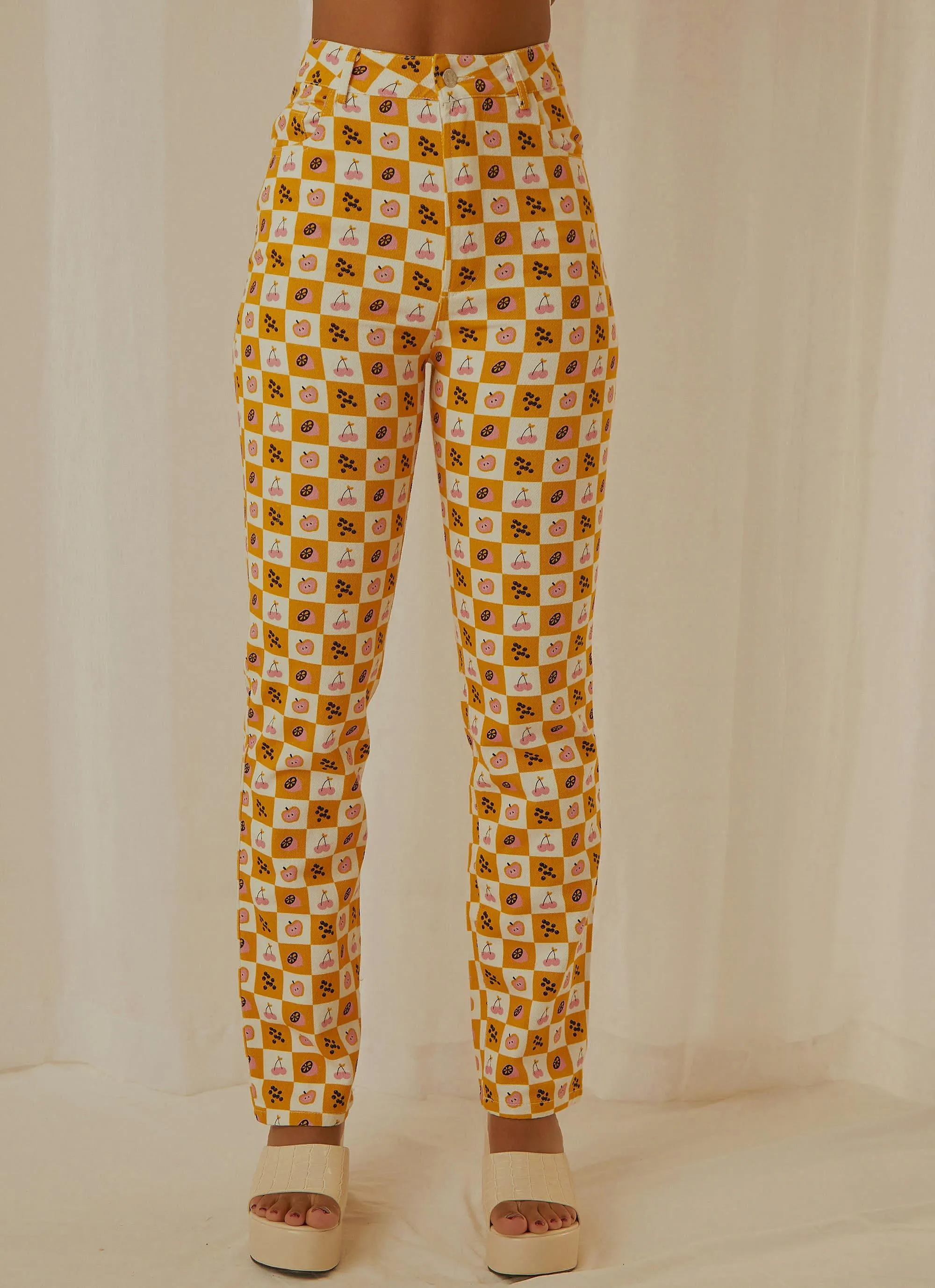 Pina Colada Pants - Fruit Checkers