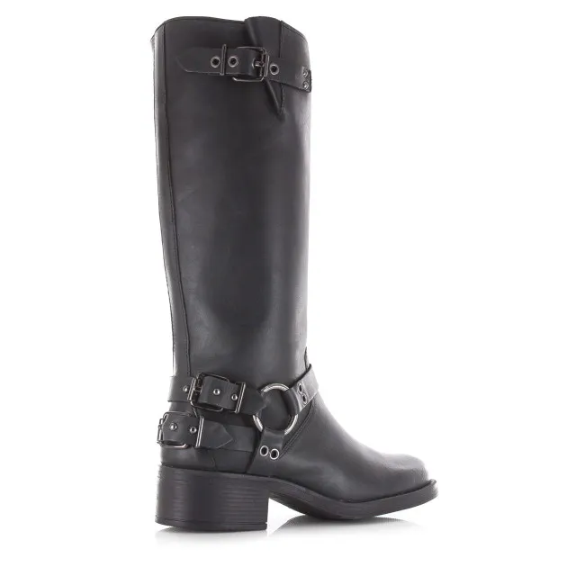 Poelman Hoge leren biker boots met rits cowboy laarzen dames