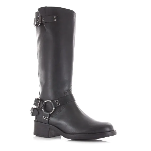 Poelman Hoge leren biker boots met rits cowboy laarzen dames