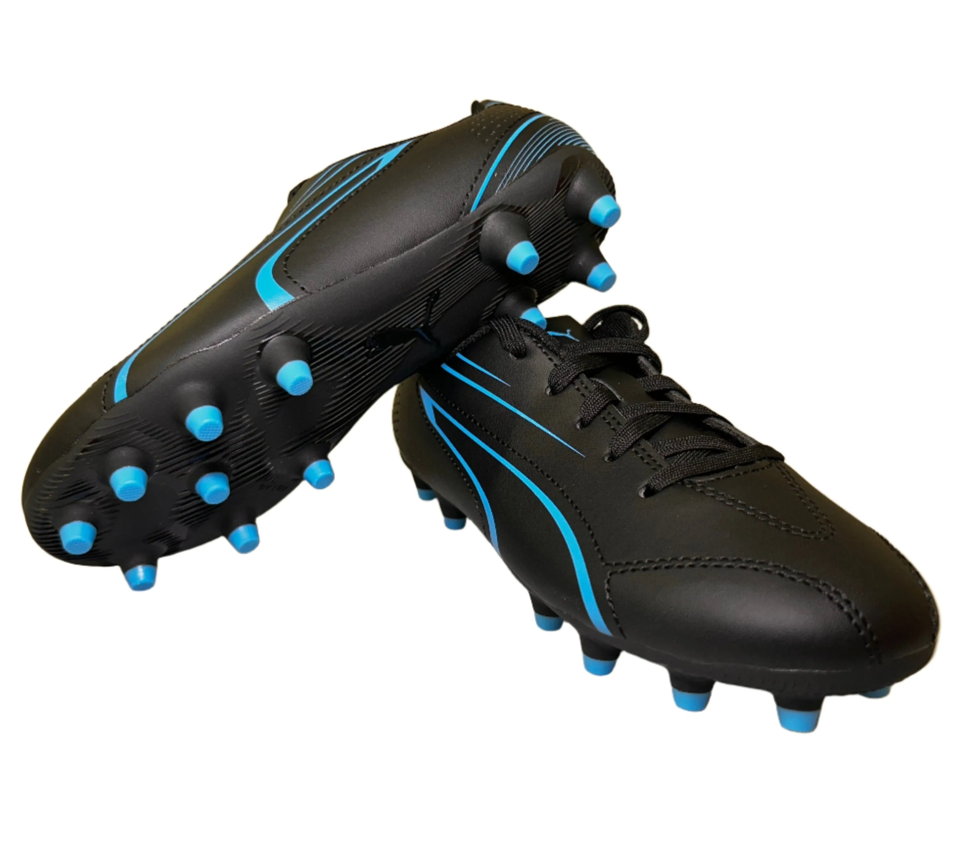 Puma Kids Vitoria FG/AG Football Boots Black/Luminous Blue