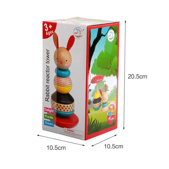 RABBIT WOODEN STACKING TOY- Fine motor skills toys