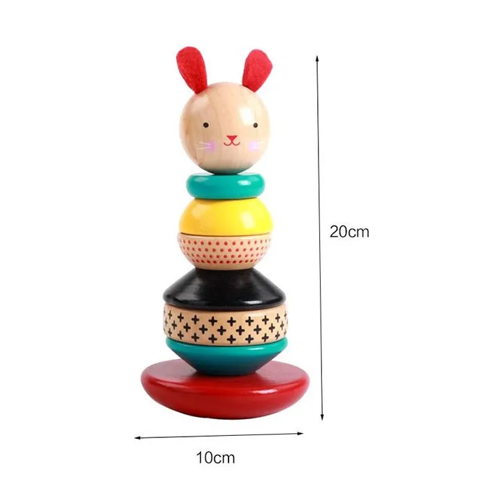 RABBIT WOODEN STACKING TOY- Fine motor skills toys