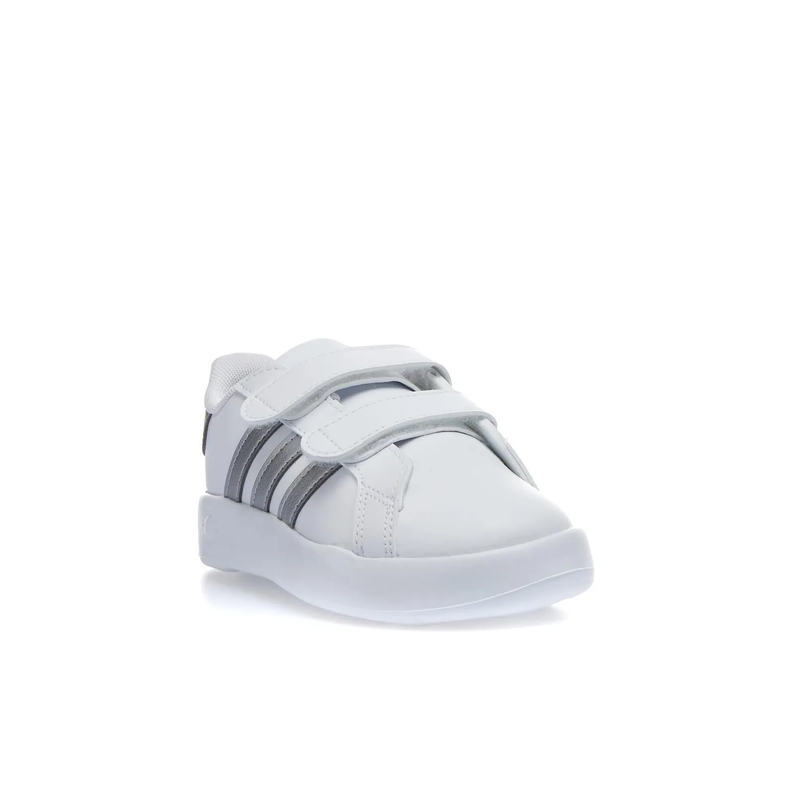 Sneakers bianche bimba da tennis Grand Court 2.0 in pelle con strappi