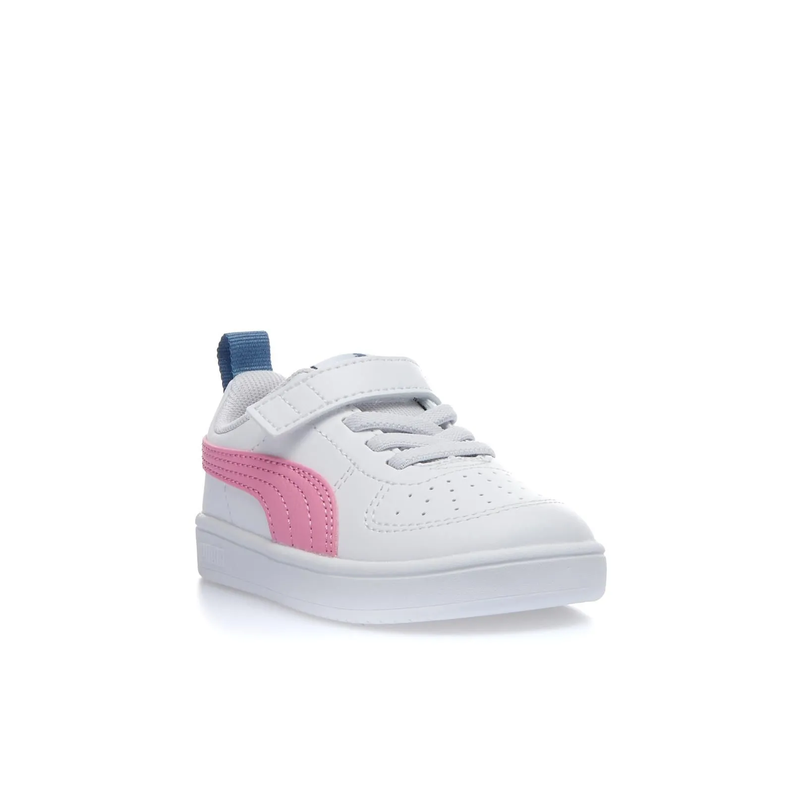 Sneakers tennis bianche da bimba Rickie in pelle con velcro