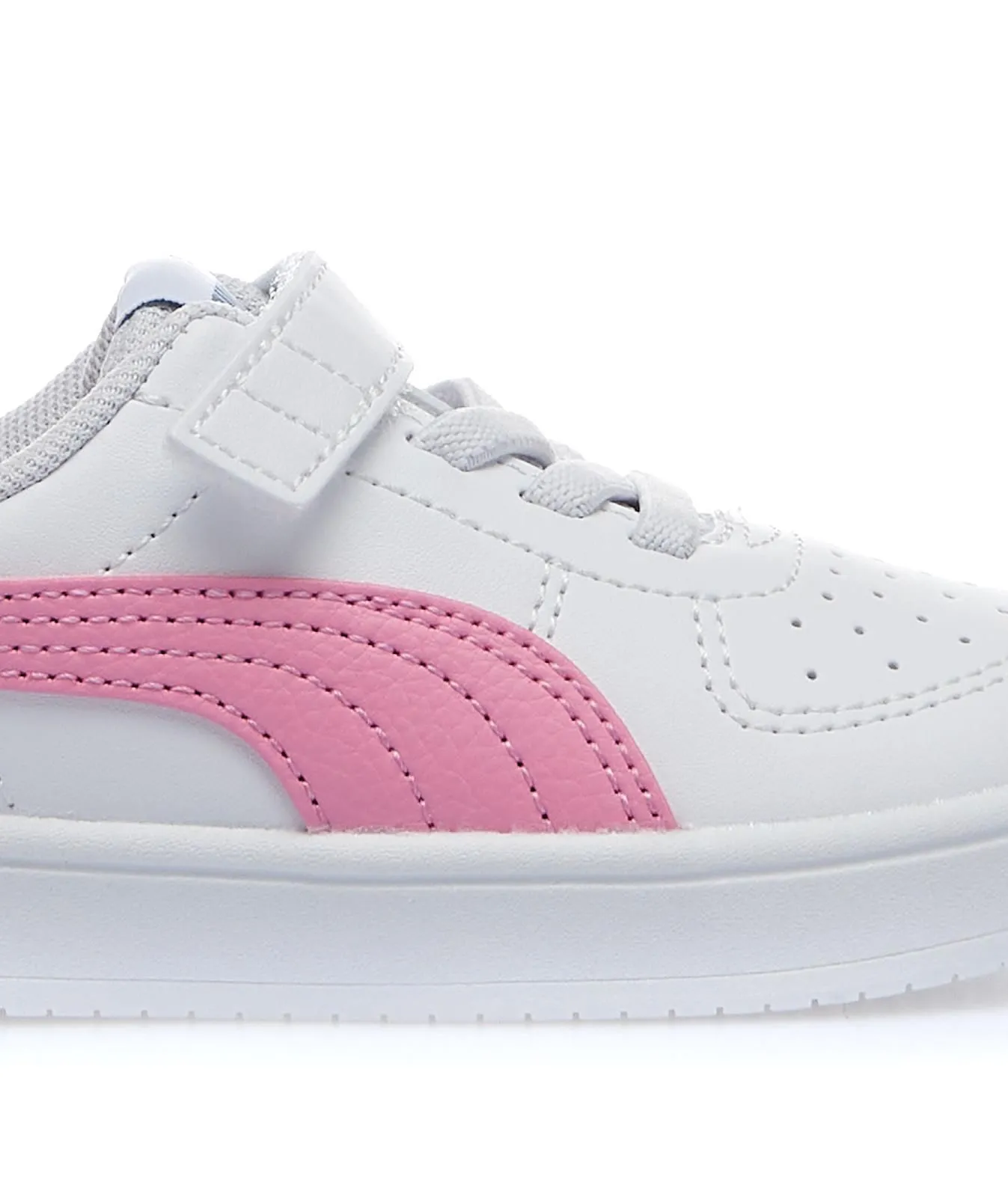 Sneakers tennis bianche da bimba Rickie in pelle con velcro