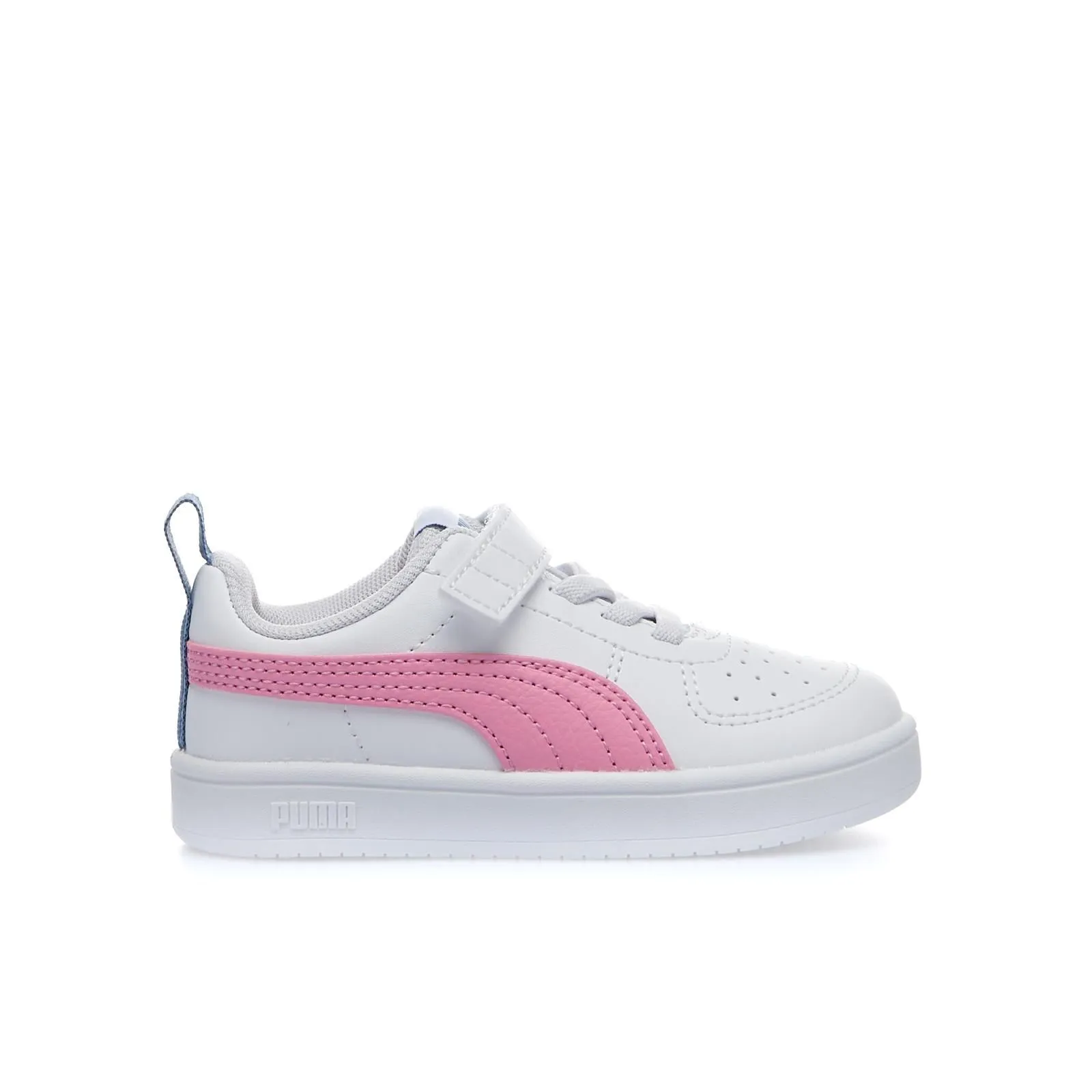 Sneakers tennis bianche da bimba Rickie in pelle con velcro